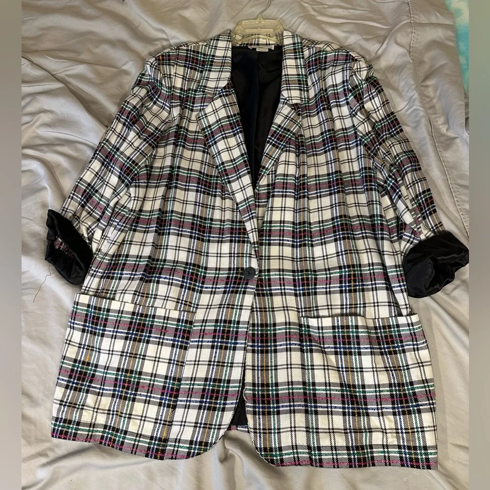 90’s VINTAGE Kenneth Mitchell plaid blazer - Picture 2 of 2